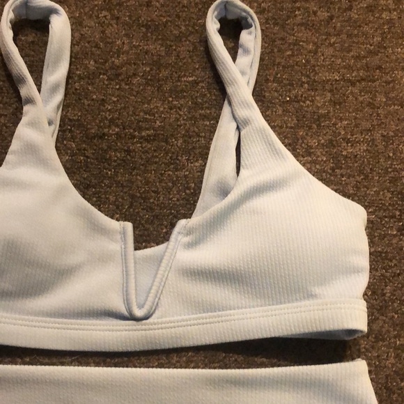 ZAFUL Brand High Cut V-wired Ribbed Bikini Set Light Blue Women's Small - Picture 2 of 6